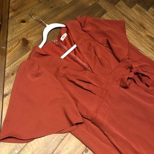 Burnt orange faux tie dress